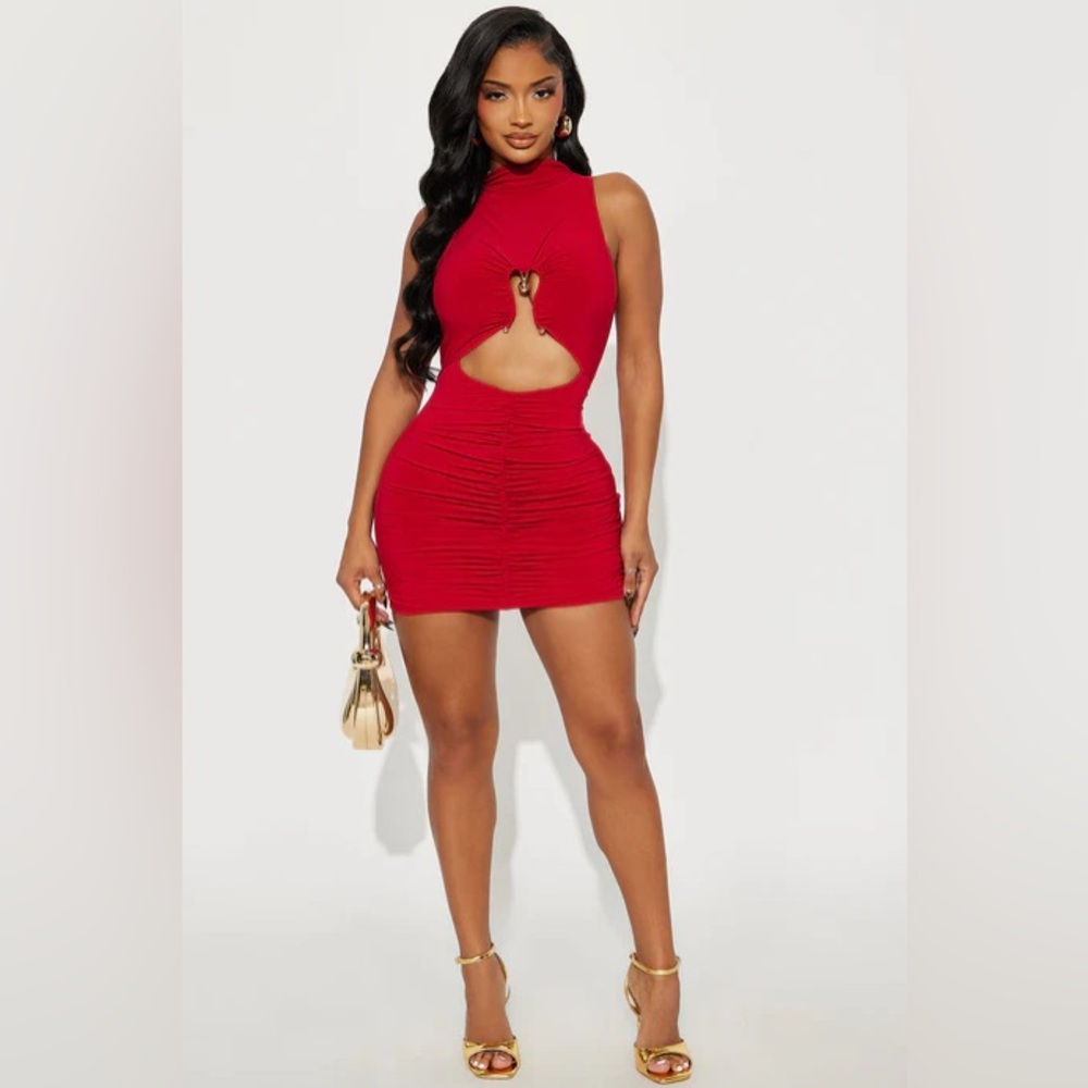 Love Me Ruched Mini Dress - Red- BRAND NEW w/ Tags (Miami style dress)
